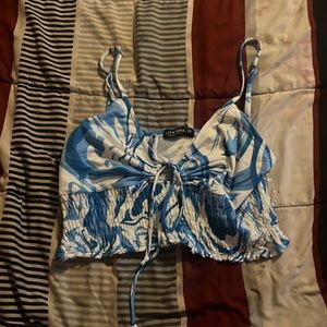 White and blue crop top